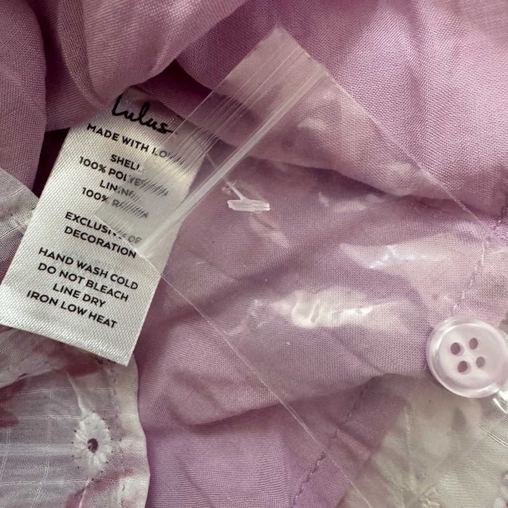 Lulus Enchanting Sweetie Lilac Floral Eyelet Button Up Cami Top Size Medium - Picture 6 of 7